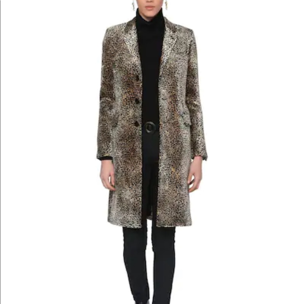 Saint Laurent faux fur leopard coat, EU 36